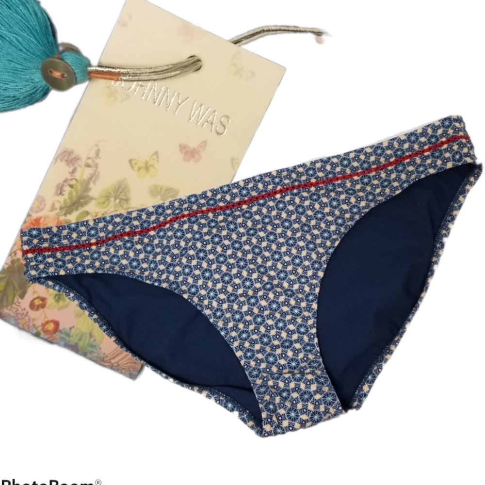 JOHNNY WAS Dylan Hipster Bikini Bottom in Blue Multi Sz XL NWT - Picture 6 of 11